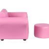 Kids Pink Couch Sofa Chair w/ Footstool in PU Leather