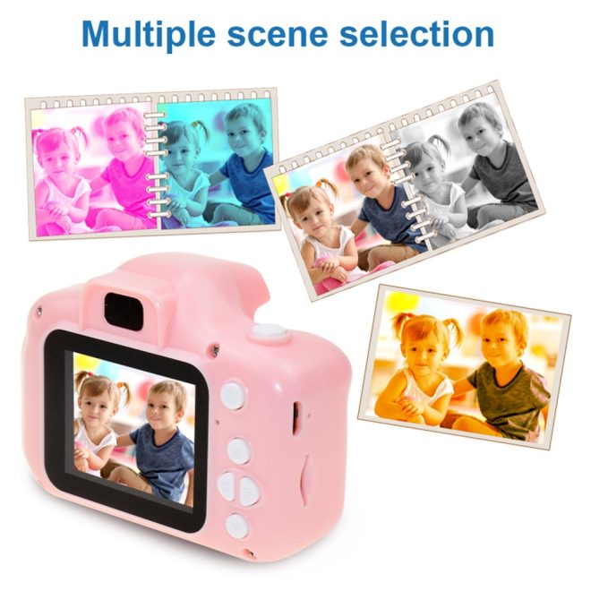 Mini Digital Children Camera Kids Camera 2.0″ LCD Toy 32G Card HD. – Pink