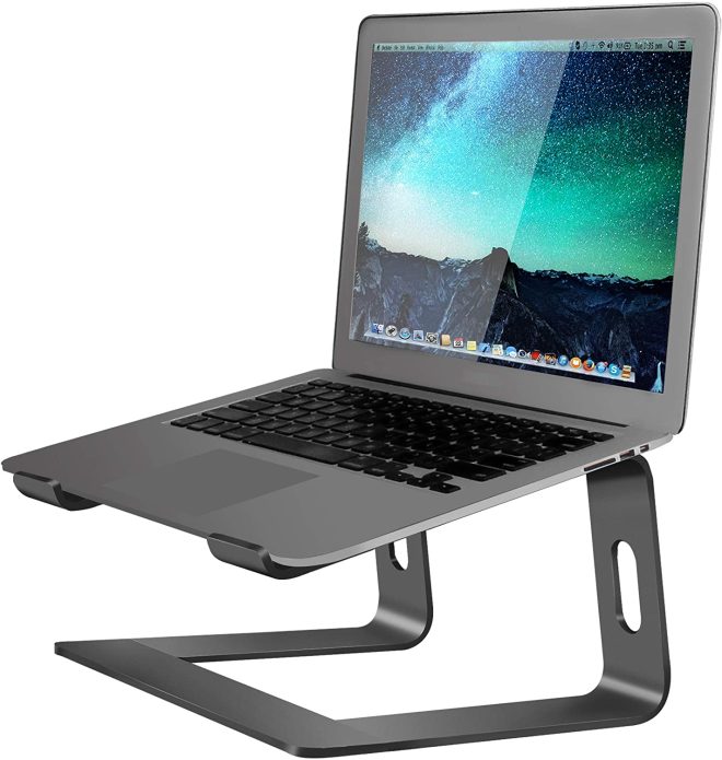 Adjustable Portable Aluminium Laptop Stand Ergonomic Tray Holder Cooling Riser – Black