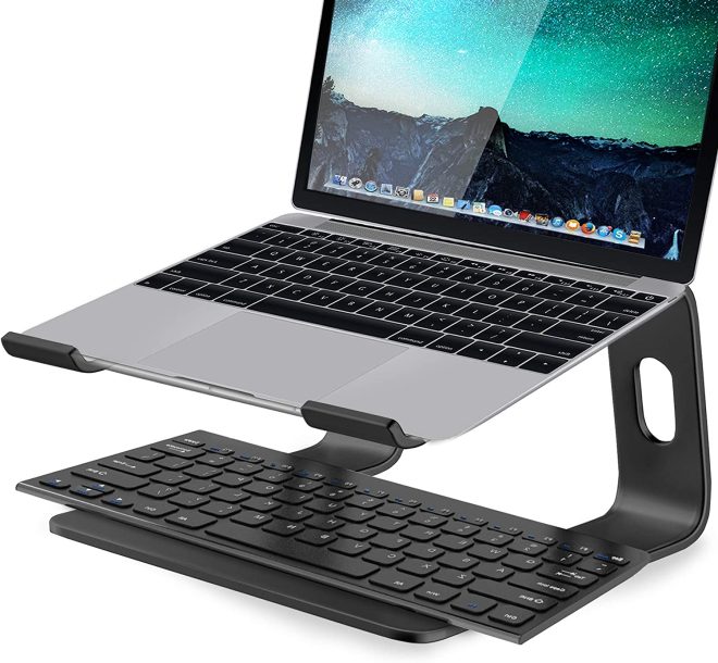 Adjustable Portable Aluminium Laptop Stand Ergonomic Tray Holder Cooling Riser – Black