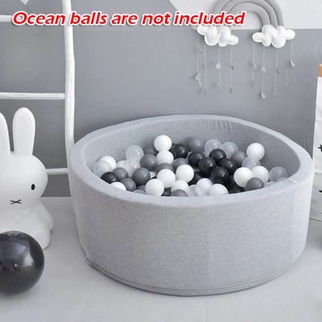 90x30cm Ocean Ball Play Pit Soft Baby Kids Paddling Foam Pool Child Barrier Toy. – Grey