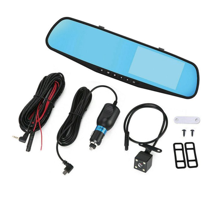 1080P Rear View Reversing Mirror 4.3” Front And Rear DVR Car Dash Camera Dual Lens