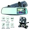 1080P Rear View Reversing Mirror 4.3” Front And Rear DVR Car Dash Camera Dual Lens