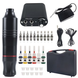 36PC Tattoo Kit Motor Pen Machine Gun Color Inks Power Supply Tattoo Needles Set