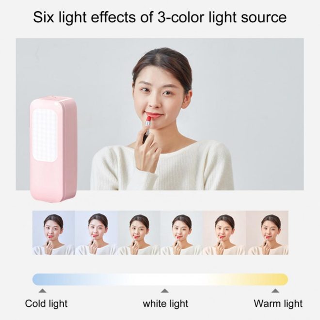 LED Portable Phone Holder Stand Wireless Remote Dimmable Selfie Fill Light Lamp – Pink