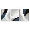 Abstract Navy Blue 3 Sets Black Frame Canvas Wall Art – 40×60 cm