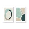 Abstract Green Circle 2 Sets White Frame Canvas Wall Art – 50×70 cm