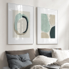 Abstract Green Circle 2 Sets White Frame Canvas Wall Art – 50×70 cm