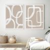 Abstract White Lines 2 Sets White Frame Canvas Wall Art – 50×70 cm