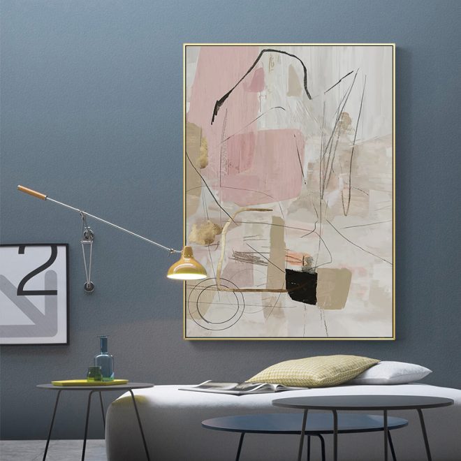 Abstract Pink Gold Frame Canvas Wall Art – 50×70 cm