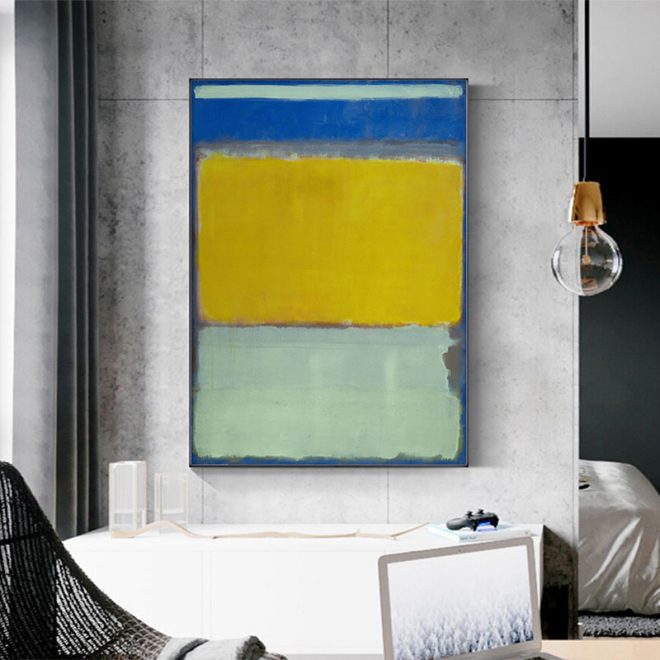 Blue Yellow Green By Mark Rothko Black Frame Canvas Wall Art – 50×70 cm