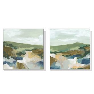 Abstract Landscape 2 Sets White Frame Canvas Wall Art