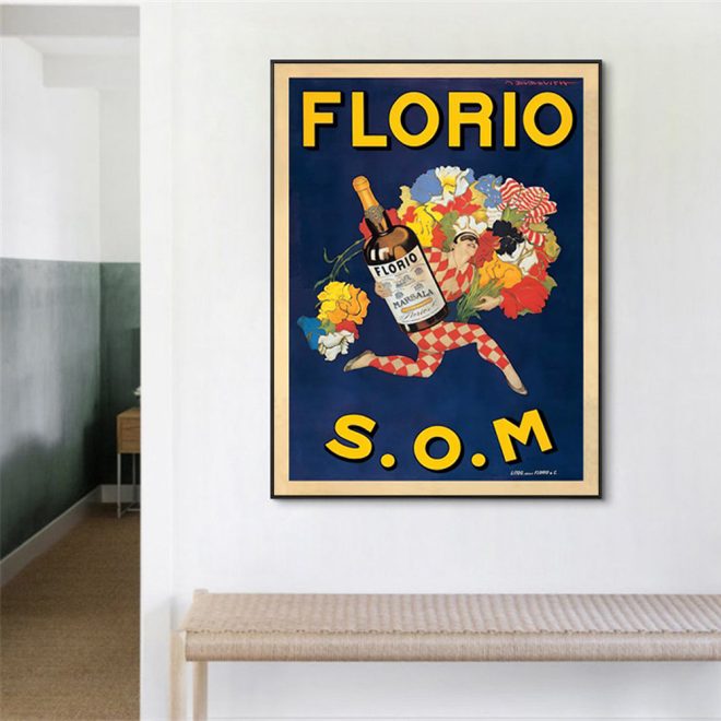 Wall Art 90cmx135cm Florio S.O.M Black Frame Canvas