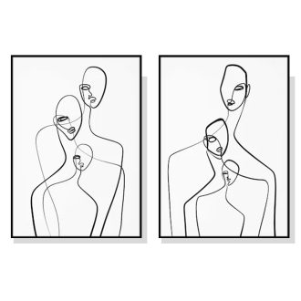 Abstract Figures 2 Sets Black Frame Canvas Wall Art