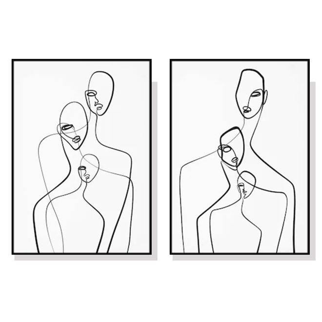 Abstract Figures 2 Sets Black Frame Canvas Wall Art – 50×70 cm