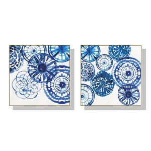 100cmx100cm Blue Day 2 Sets Gold Frame Canvas Wall Art