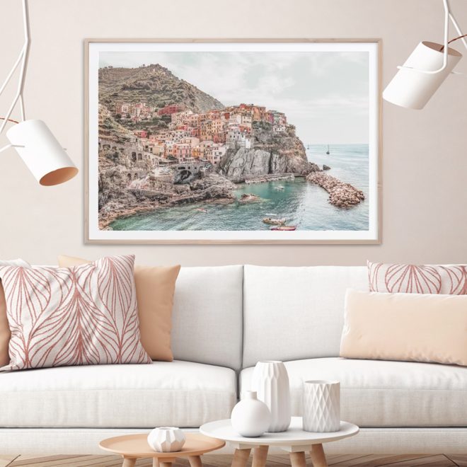 100cmx150cm Italy Cinque Terre Wood Frame Canvas Wall Art