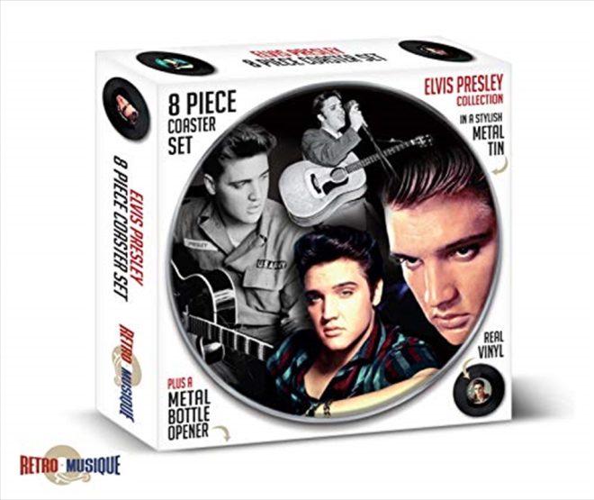 Elvis 8 Piece Coaster Set With Metal Tin