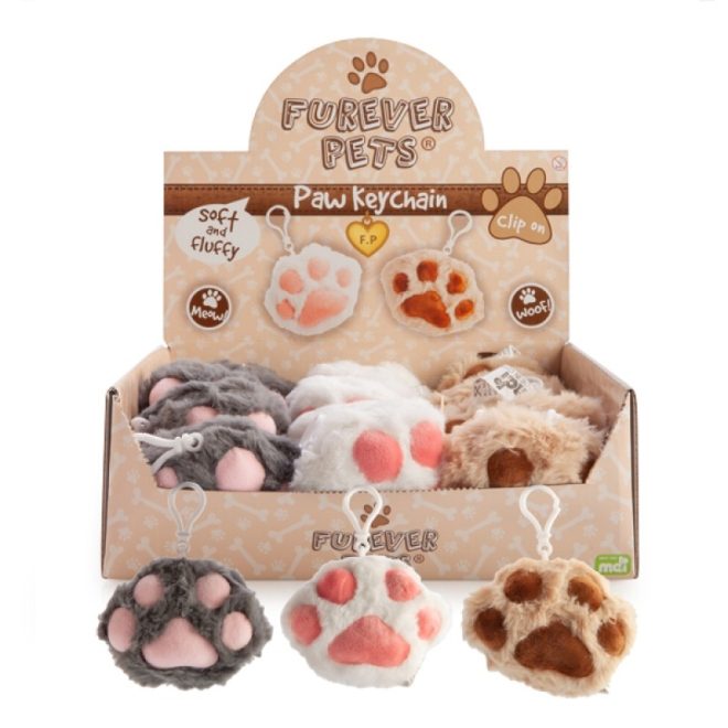 Furever Pets Cat Paw Plush Keychain – Assorted (SENT AT RANDOM)