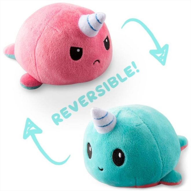 Reversible Plushie – Narwhal – Light Blue/Light Pink