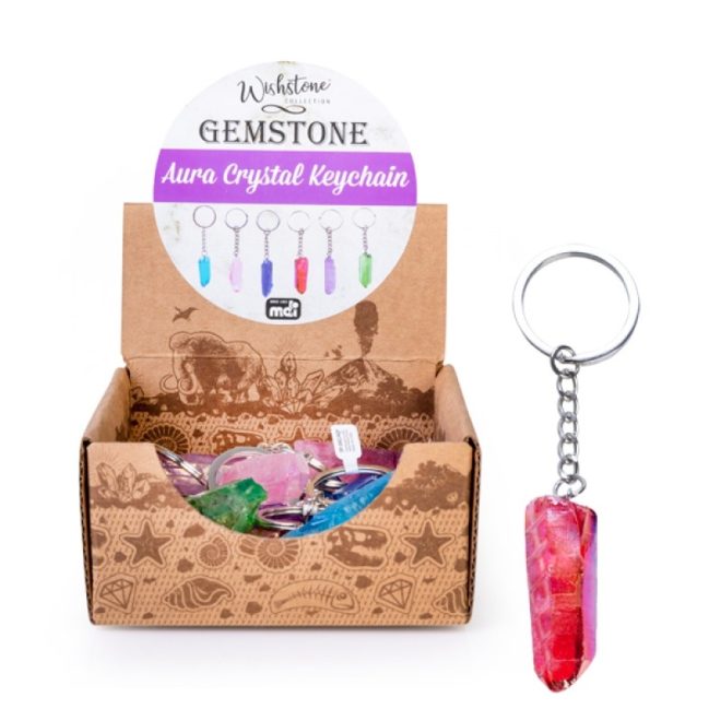 Gemstone Aura Quartz Point Keychain (SENT AT RANDOM)