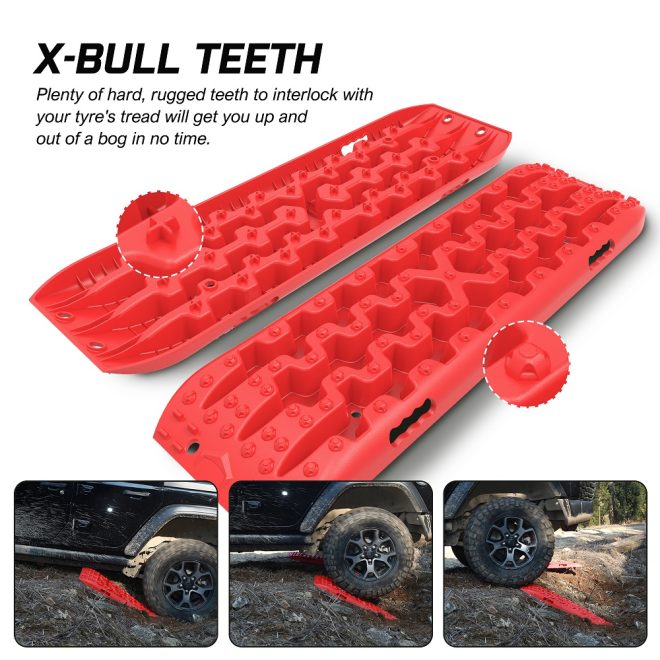 X-BULL Recovery tracks Boards 10T 2 Pairs Sand Mud Snow With Mounting Bolts pins Red