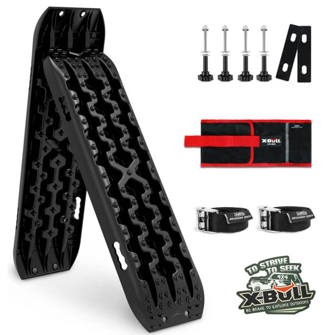 X-BULL 2PCS Recovery Tracks Boards Snow Tracks Mud tracks 4WD With 4PC mounting bolts Black