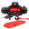 X-BULL 12V Electric Winch 14500LBS synthetic rope with Recovery Tracks Gen2.0 Red