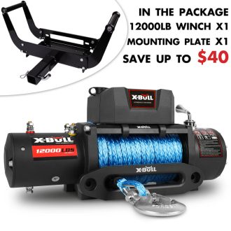 X-BULL 4×4 Electric Winch 12V 12000LBS synthetic rope 4WD Car with winch mounting plate