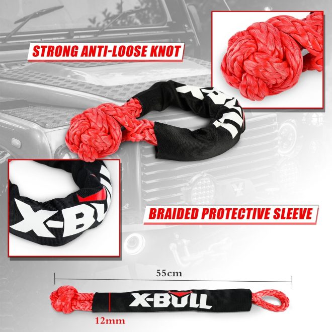 X-BULL Kinetic Rope Snatch Strap Recovery Kit Dyneema Tow Winch – 22×9 mm