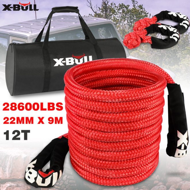 X-BULL Kinetic Rope Snatch Strap Recovery Kit Dyneema Tow Winch – 22×9 mm