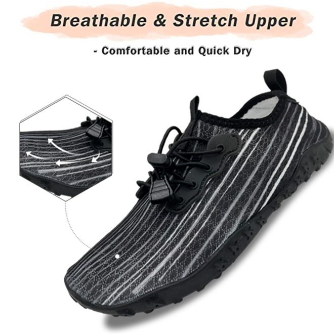 Water Shoes for Men and Women Soft Breathable Slip-on Aqua Shoes Aqua Socks for Swim Beach Pool Surf Yoga – 10.5, Black