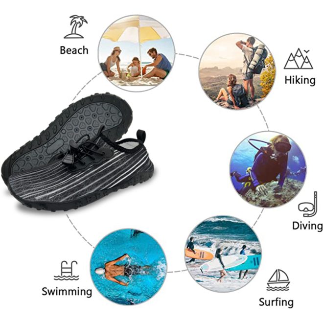 Water Shoes for Men and Women Soft Breathable Slip-on Aqua Shoes Aqua Socks for Swim Beach Pool Surf Yoga – 10.5, Black