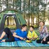 Waterproof Instant Camping Tent 4/5/6 Person Easy Quick Setup Dome Hexagonal Family Tents For Camping, Double Layer Flysheet Can Be Used As Beach Shel – Green