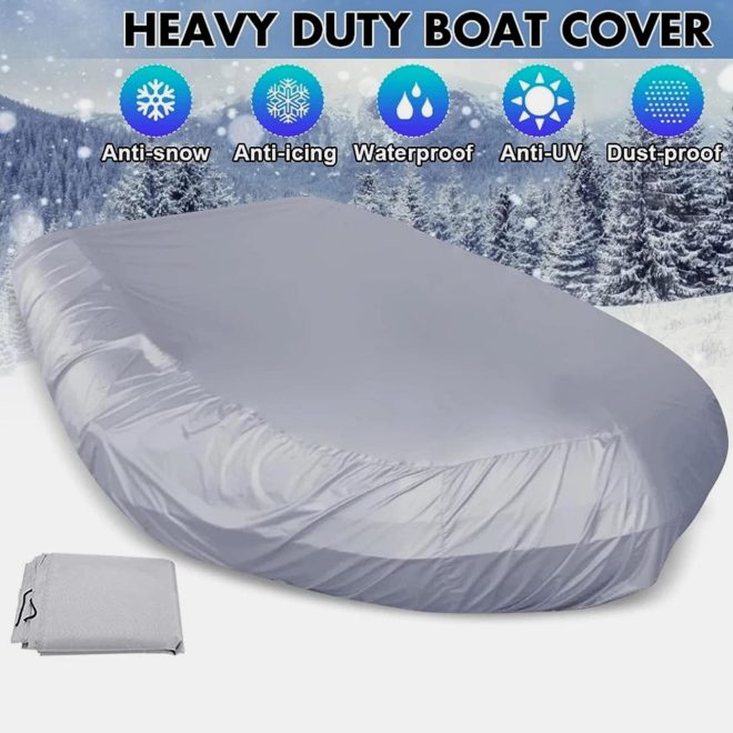 210D Inflatable Boat Cover UV Resistant Inflatable Dinghy Boat Cover Waterproof UV Sun Dust Protective Case Kayak Oxford Cloth Cover ( 380 cm )