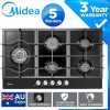 Gas Glass Cooktop 90cm Black