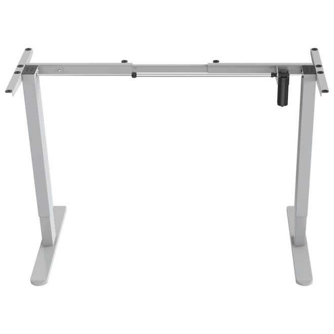 FORTIA Single Motor Sit/Stand Desk Frame, 58 x 90-135cm, 72-118cm Height Adjustable, 70kg Load – Silver