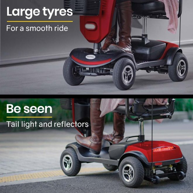 EQUIPMED Mobility Scooter Electric Motorized Ride On E-Scooter for Elderly Older Adult Handicap Aid – Red