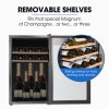 POLYCOOL 51 Bottle Wine Bar Fridge, Under Bench, Glass Door w/ Stainless Steel Frame, Sliding Shelves, Silver