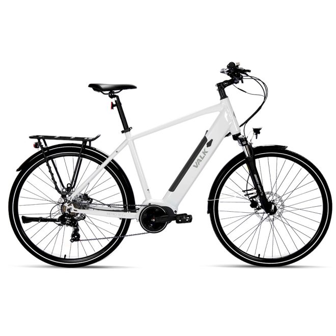 VALK Metro TR 5 + Electric Hybrid Bike, Gen II, Mid-Drive – Large, White