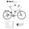 VALK Metro TR 5 + Electric Hybrid Bike, Gen II, Mid-Drive – Large, White