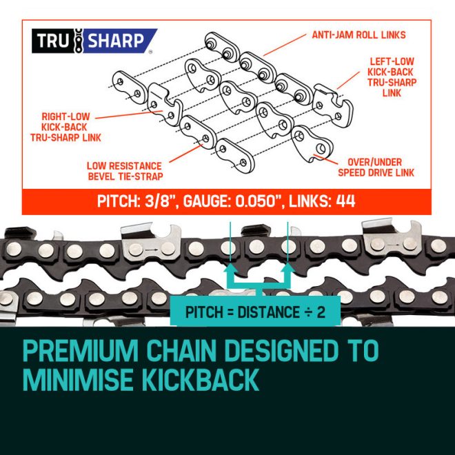 BAUMR-AG 12″ Bar Replacement Spare Chainsaw Chain 3/8 .050 Gauge DL 44