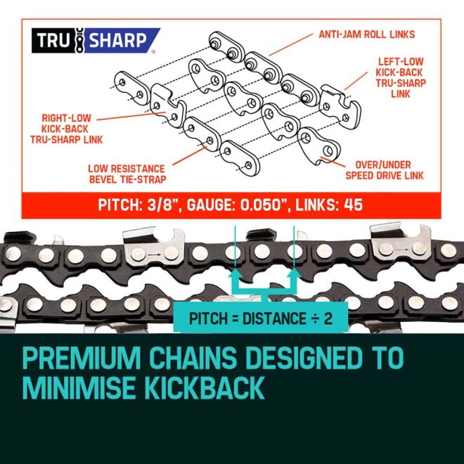 Baumr-AG Chainsaw Chain Bar Spare Part Replacement Suits Pole Saws – 12 Inch