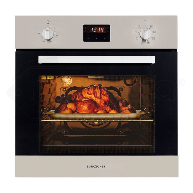 EuroChef 60cm Stainless Electric Wall Oven 8 Function Built-in Fan Forced Grill Touch Control