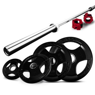 20kg 2.2m Olympic Barbell Bar 700lb w/ Collars & Weight Plates – Gym Fitness