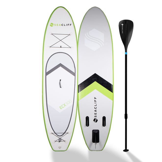 SEACLIFF 10ft Stand Up Paddleboard Paddle Board SUP Inflatable Standing Blow 10′ – Lime Green and White and Black