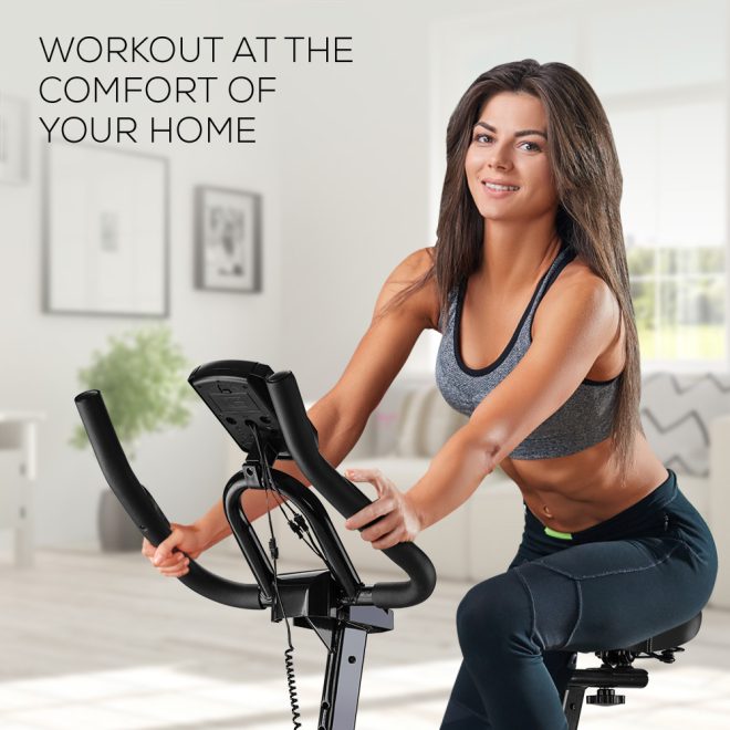 PROFLEX Spin Bike Flywheel Commercial Gym Exercise Home Fitness – Grey