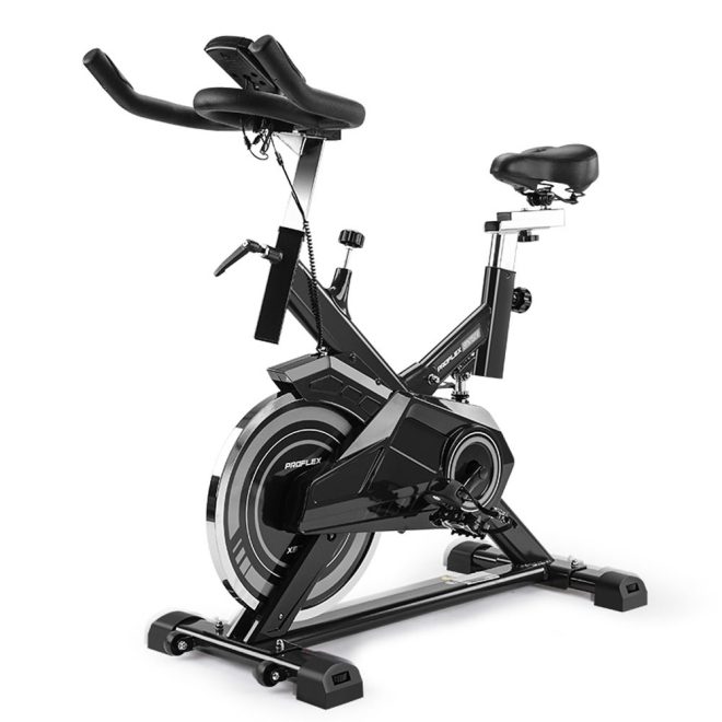 PROFLEX Spin Bike – Flywheel Commercial Gym Exercise Home Workout – Grey