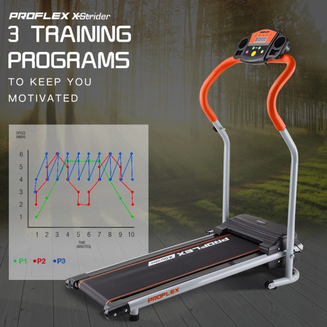 PROFLEX Electric Mini Walking Treadmill Compact Fitness Machine Exercise Equipment. – Orange and Silver