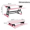 FORTIA 83cm Desk Riser Office Shelf Standup Sit Stand Height Adjustable Standing. – Pink